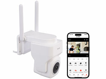 7links Pan-Tilt-Outdoorkamera mit 2K-Auflösung, 4 MP, Dualband-WLAN, Sirene