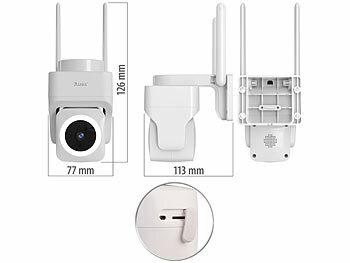 7links Pan-Tilt-Outdoorkamera mit 2K-Auflösung, 4 MP, Dualband-WLAN, Sirene