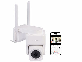 Farb-Nachtsicht-Kamera: 7links Pan-Tilt-Outdoorkamera mit 2K-Auflösung, 4 MP, Dualband-WLAN, Sirene