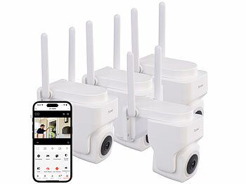 Farb-Nachtsicht-Kamera: 7links 4er-Set Pan-Tilt-Outdoorkameras mit 2K-Auflösung, 4 MP, Dualband-WLAN