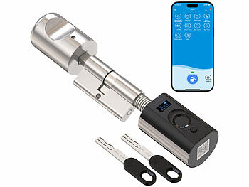 VisorTech Elektronischer Tür-Schließzylinder mit Fingerabdruck, Transponder +GW