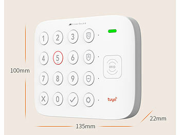 VisorTech 12-teiliges WLAN-Alarmanlagen-Set mit 9 Sensoren, 2 RFID-Schlüssel,App