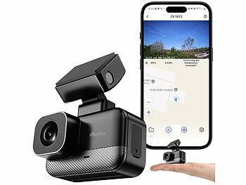 Dash Cam 2K: NavGear Mini-2K-Dashcam mit G-Sensor, GPS, Parkwächter, Nachtsicht, WLAN, App