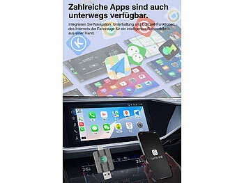Dongleboxen Autos Navigationen Apps Videos Multimedia iPhones iOS Smartphones Bluetooth