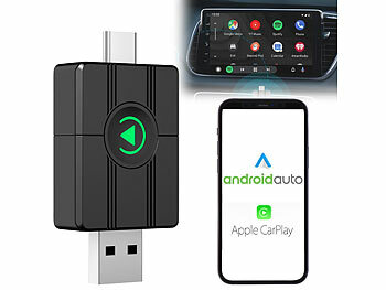 Creasono 2er-Set Funk-Adapter für Apple CarPlay und Android Auto, 2,4 & 5 Ghz