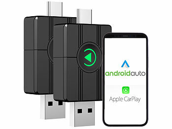 Creasono 2er-Set Funk-Adapter für Apple CarPlay und Android Auto, 2,4 & 5 Ghz