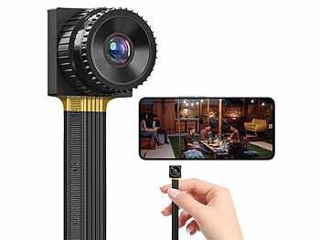 Micro Kamera: Somikon 2K-WLAN-Micro-Einbaukamera, Bewegungserkennung, Mikrofon, 4 MP, App