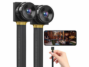 Cam: Somikon 2er-Set 2K-WLAN-Micro-Einbaukameras, Bewegungserkennung, Mikrofon, 4MP 