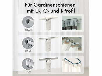 Luminea Home Control Smarter 3in1-Vorhangmotor, Akku, Bluetooth, Fernbedienung, Timer, App