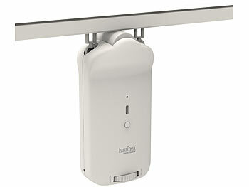 Luminea Home Control Smarter 3in1-Vorhangmotor, Akku, Bluetooth, Fernbedienung, Timer, App