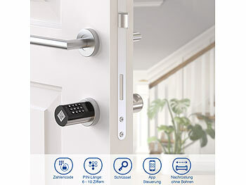 Codeschloss Elektronischer Tür-Schließzylinder mit Zahlencode und Türschliesszylinder, Bluetooth