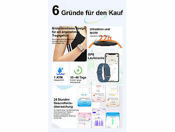 newgen medicals 2er-Set smarte Fitnesstracker-Armbänder mit App, 150 mAh, IP68