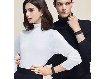 newgen medicals 2er-Set smarte Fitnesstracker-Armbänder mit App, 150 mAh, IP68