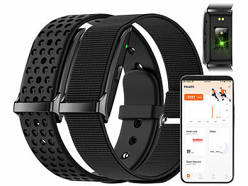 newgen medicals 2er-Set smarte Fitnesstracker-Armbänder mit App, 150 mAh, IP68