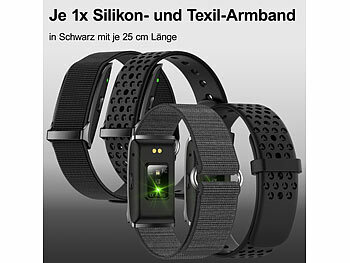 newgen medicals 2er-Set smarte Fitnesstracker-Armbänder mit App, 150 mAh, IP68