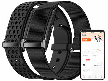 newgen medicals 2er-Set smarte Fitnesstracker-Armbänder mit App, 150 mAh, IP68