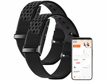 newgen medicals 2er-Set smarte Fitnesstracker-Armbänder mit App, 150 mAh, IP68