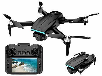 Drone: Simulus Faltbare RC-GPS-Drohne mit 4K-Kamera, 4,5"-Display-Fernsteuerung 