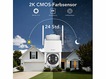 7links 2er-Set 4G/LTE-Akku-Außenkameras, eSIM & 5 Jahren Datenflat, 2K, Solar 