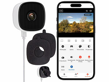 Fensterkamera: 7links WLAN-IP-Fenster-Kamera mit 2K, 3 MP, App, Nachtsicht in Farbe, USB 