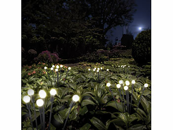 Lunartec 2x 4er-Set Solar-Glühwürmchen-Gartenlichter, 64 LEDs, 8 Modi, 65 cm