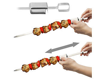 Lot De 7 Pics à Brochettes Pour Grill Vertical à Kebab Rosenstein & Söhne - Longueur 22 Cm - Avec 2 Plaques De Support
