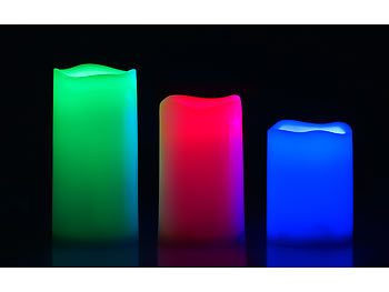 3er-Set LED Kerzen Set LED-Echtwachskerzen mit Candle-LED & Funk-Fernbedienung 