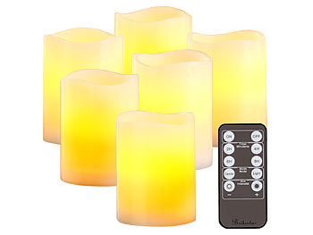 Britesta 6er-Set dimmbare LED-Echtwachskerzen mit Fernbedienung, je 7,5 x 10 cm