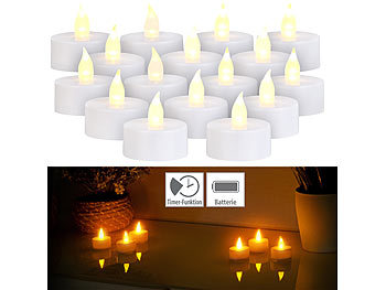 LED Kerzen mit Timer: Britesta 12er-Set LED-Teelichter mit flackernder Flamme und Timer