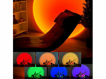 Luminea Home Control Smart RGB-Sonnenuntergangs-LED-Projektionslicht, 15 W, 180°, WLAN, App