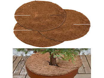 Kokosmatte Winterschutz: Royal Gardineer 3er-Set runde Frostschutz-Kokosmatten für Topfpflanzen, Ø 38 cm