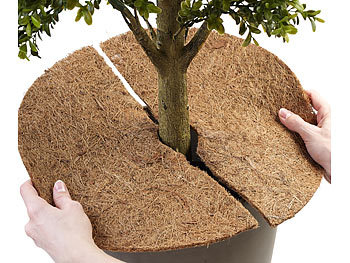 Royal Gardineer 6er-Set runde Frostschutz-Kokosmatten für Topfpflanzen, Ø 38 cm