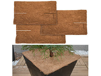 Kokos-Winterschutz: Royal Gardineer 3er-Set eckige Frostschutz-Kokosmatten für Topfpflanzen, 38 x 38 cm