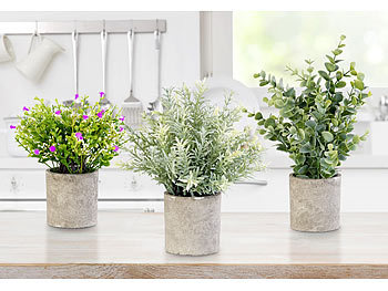 4 x Kunstpflanzen im Topf Kunstblumen künstlich Pflanzen Tischgesteck 1705 SET 