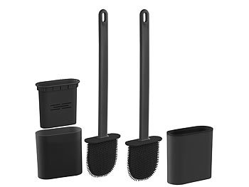 Klobürste: BadeStern 2er-Set WC-Silikonbürsten mit atmungsaktivem Bürstenhalter, schwarz