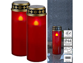 PEARL 8er-Set XL-LED-Grablichter, Lichtsensor, Batteriebetrieb, 21 cm, rot