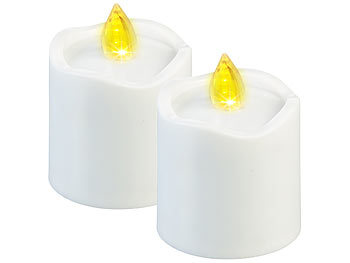 PEARL 4er-Set flackernde Grablicht-LED-Kerzen mit Dämmerungssensor, weiß