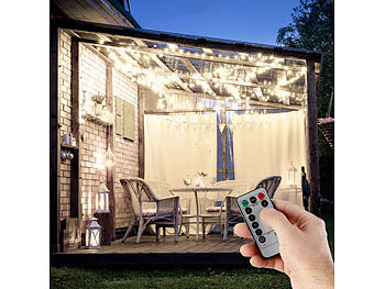 Lunartec Outdoor-Lichtervorhang, 300 LEDs, Fernbedienung, 3 x 3 m, weiß, IP44