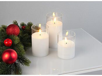Candele LED Senza Fiamma In Vera Cera Con Telecomando, Ricaricabili USB, Timer, Vetro Oro, 3 Pezzi