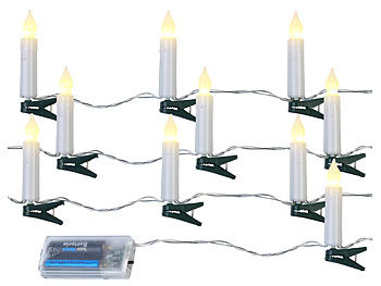 PEARL LED-Tannenbaum-Lichterkette, 10 Kerzen, Timer, Batteriebetrieb, 130 cm