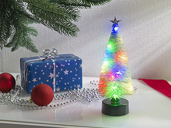 infactory 2er-Set bunte LED-Weihnachtsbäume mit Batteriebetrieb, 25 cm hoch