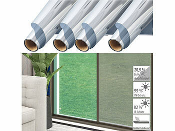 Fensterfolie: infactory 4er-Set Isolier-Spiegelfolie, selbstklebend, Sicht-/UV-Schutz,60x200cm