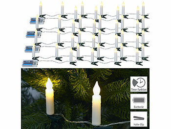 PEARL 4er Set LED-Lichterkette, 10 Kerzen, Timer, Batteriebetrieb, 130 cm