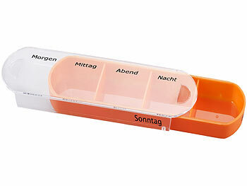 newgen medicals 4er-Set bunte Medikamenten-Boxen für 7 Tage, je 4 Fächer, beschriftet