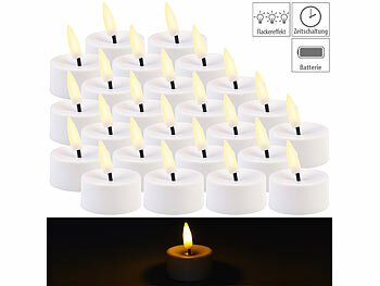 LED-Teelicht-Kerzen: Britesta 24er-Set LED-Teelichter mit nachgebildetem Docht und Timer