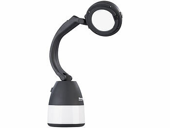 Semptec 4in1-Akku-Campinglaterne, Hand- & Tischlampe mit USB-Notlader, 225 lm