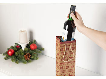 infactory 12er-Set weihnachtliche Kraftpapier-Geschenktüten für Weinflaschen