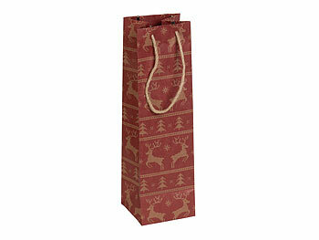 infactory 12er-Set weihnachtliche Kraftpapier-Geschenktüten für Weinflaschen