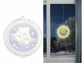 Dekos Weihnachten LED: Lunartec Weihnachtliches Fenster-Licht mit Glocken-Motiv, 26 LEDs, Ø 16 cm