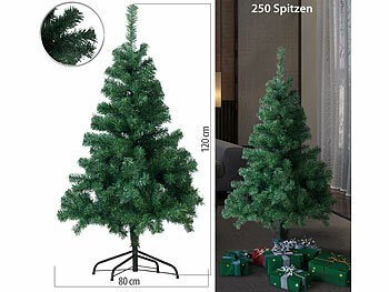 infactory Künstlicher Weihnachtsbaum, 120 cm, 250 Spitzen, mit Ständer